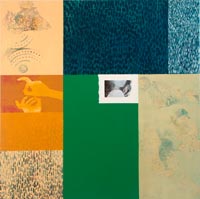 O.T. (Bild mit Mosaik von Gaudì), Acryl, Pigment auf Leinwand, 160x160 cm, 2004