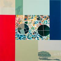 O.T. (Bild mit Thilini), Acryl, Pigment, Öl auf Leinwand, 160x160 cm, 2004